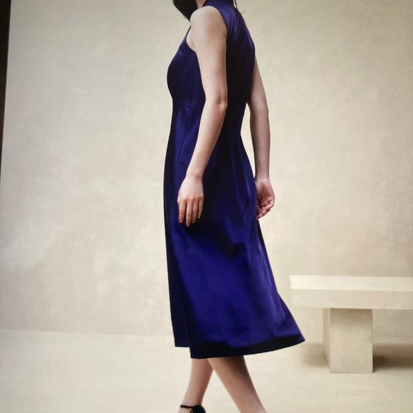 Statin V-Neck Knee Length Dress, Black , Banana Republic Factory - Picture 2 of 2